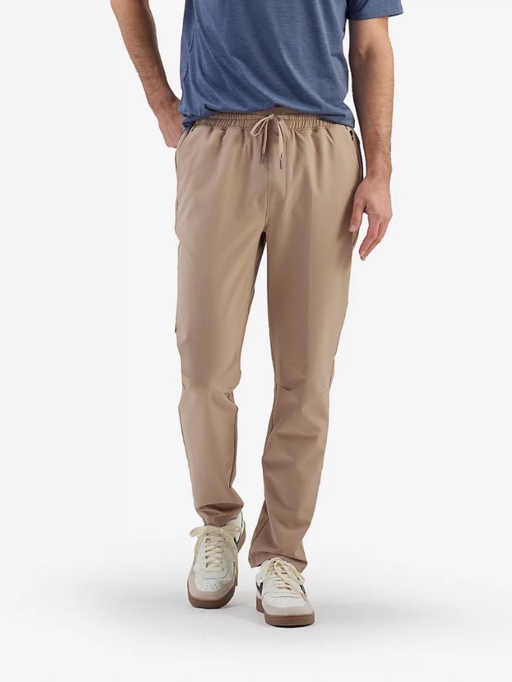 Men's Tan Drawstring Joggers – Casual Lightweight Comfort Size L